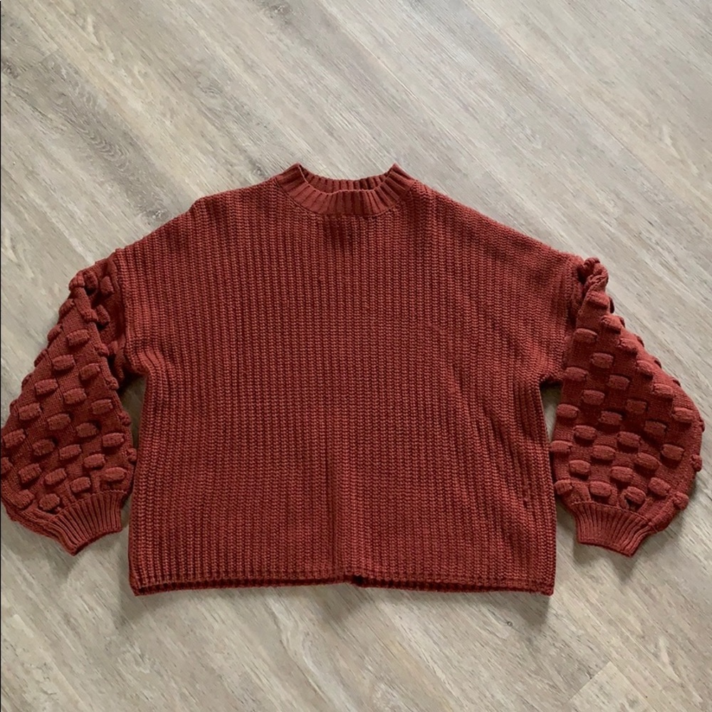 Fable knit chunky sweater with bubble sleeves!